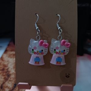 Hello Kitty Gumball machine fish hook earrings.